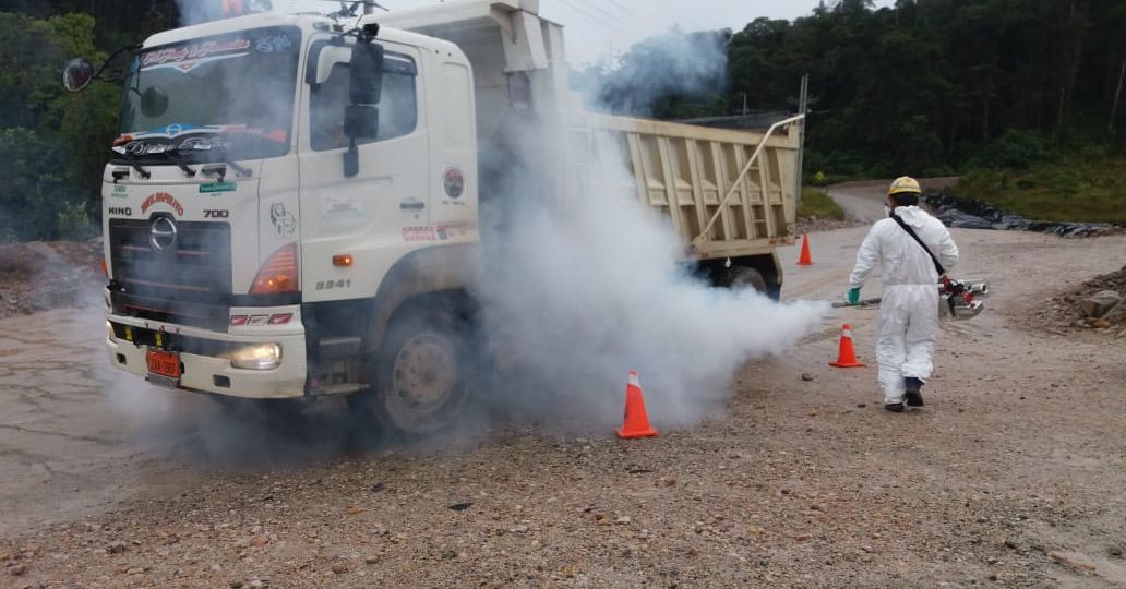 Desinfección camiones antes de salir de FDN